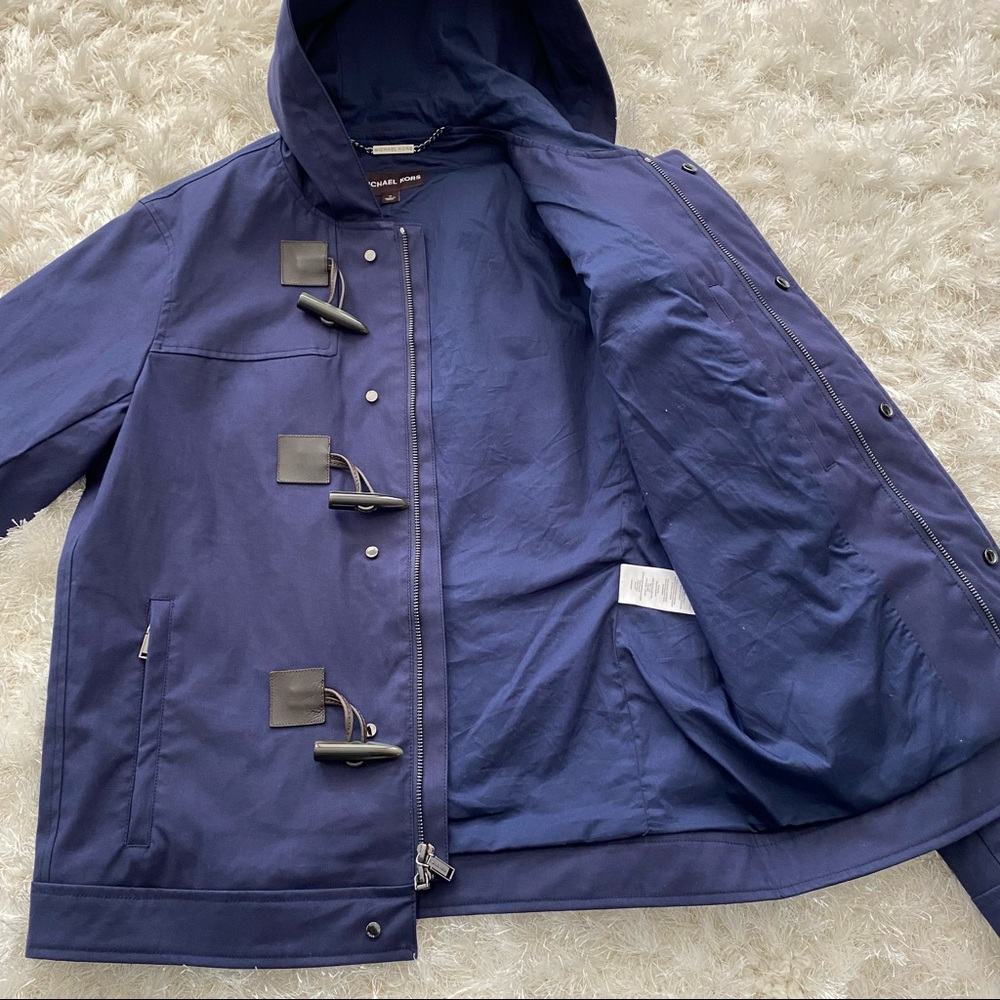 Michael Kors Men’s Jacket Medium Cotton Hooded Navy Blue